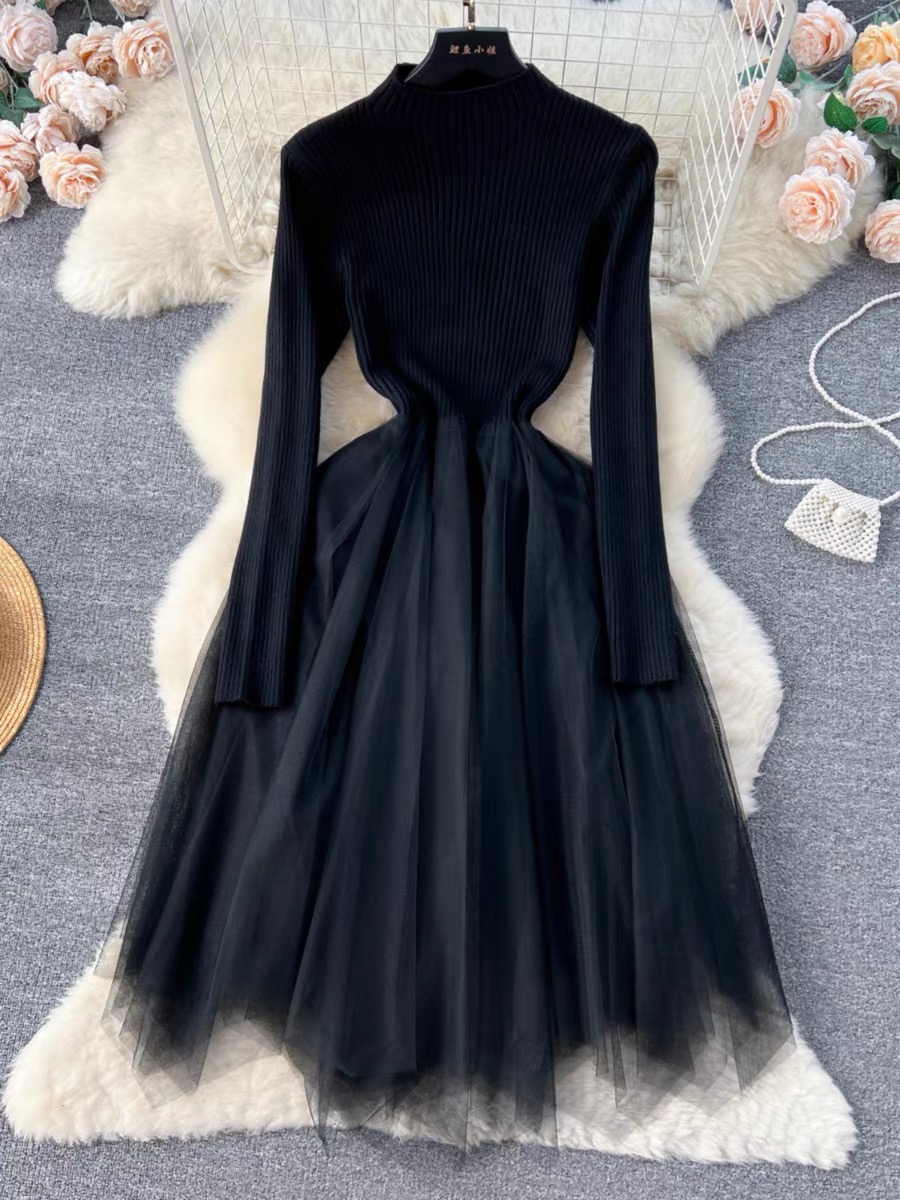 Key to love sweater mesh dress KD170 images